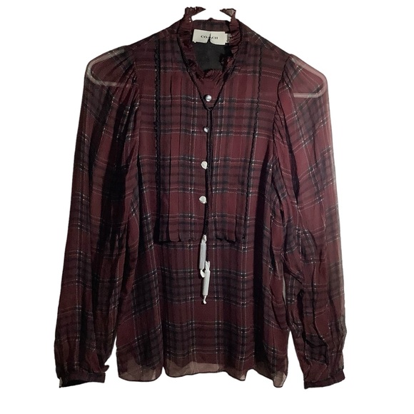 Coach Sheer Shirts Plaid Tartan NWOT - Picture 1 of 8
